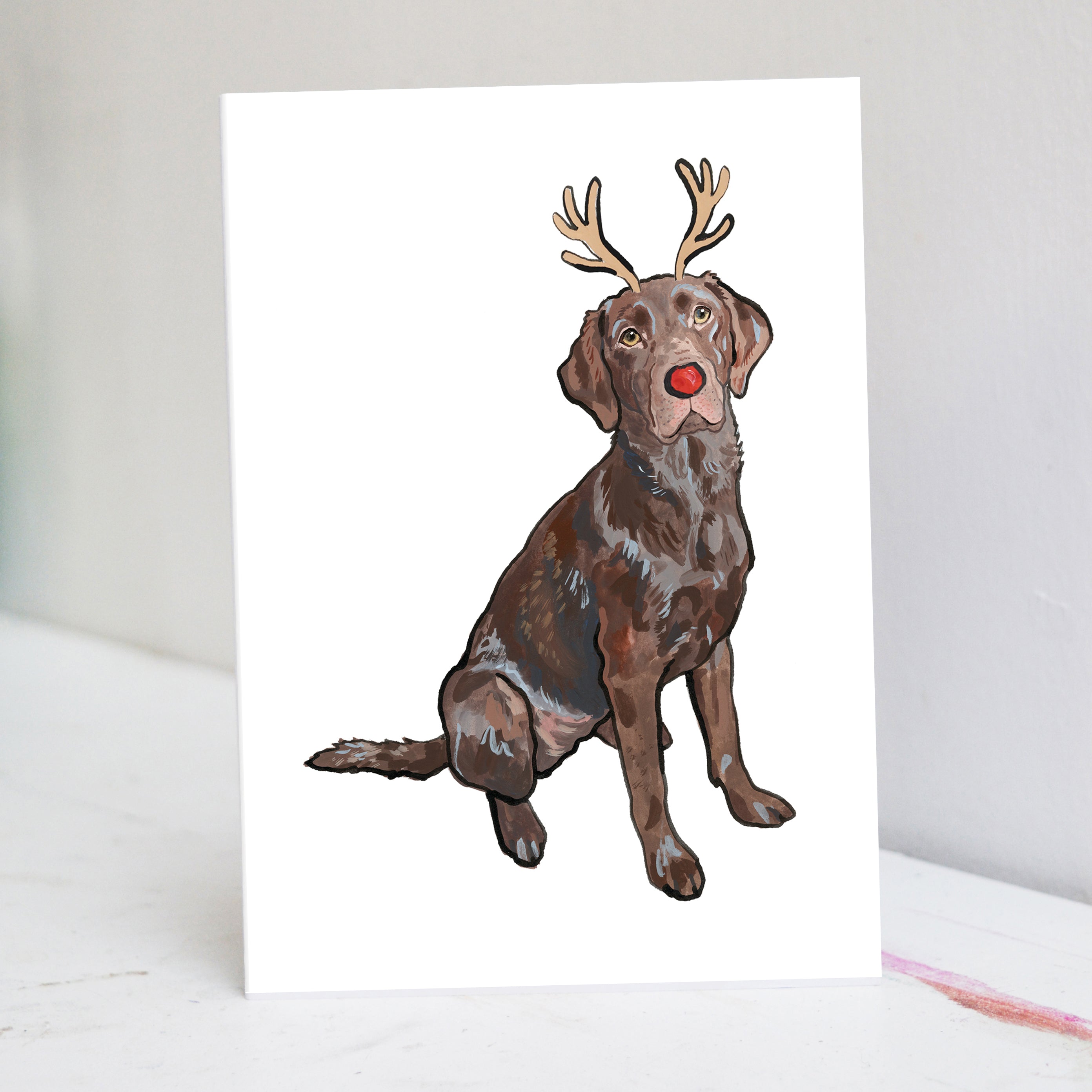 Festive Chocolate Labrador Christmas Card