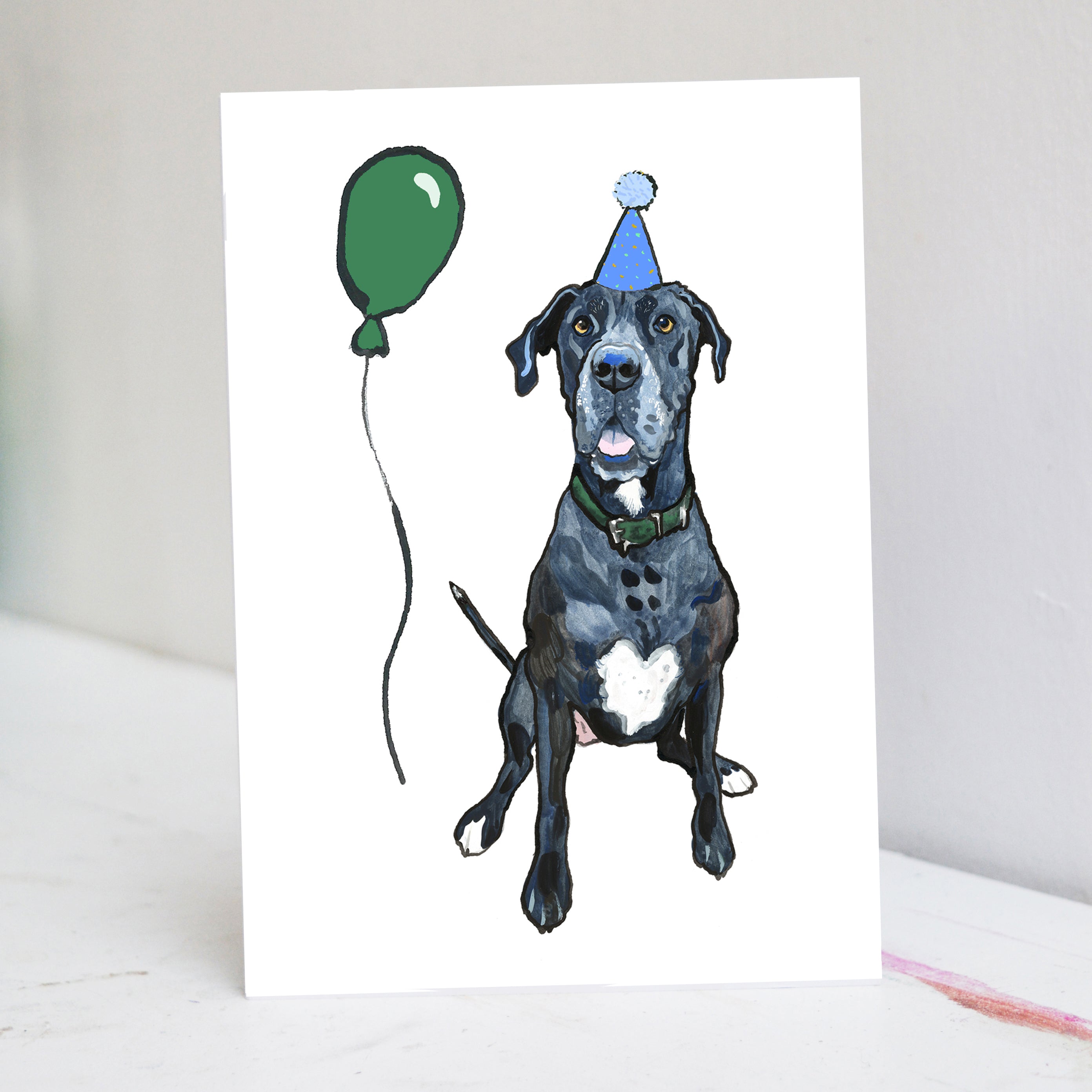 Blue Great Dane Birthday Card