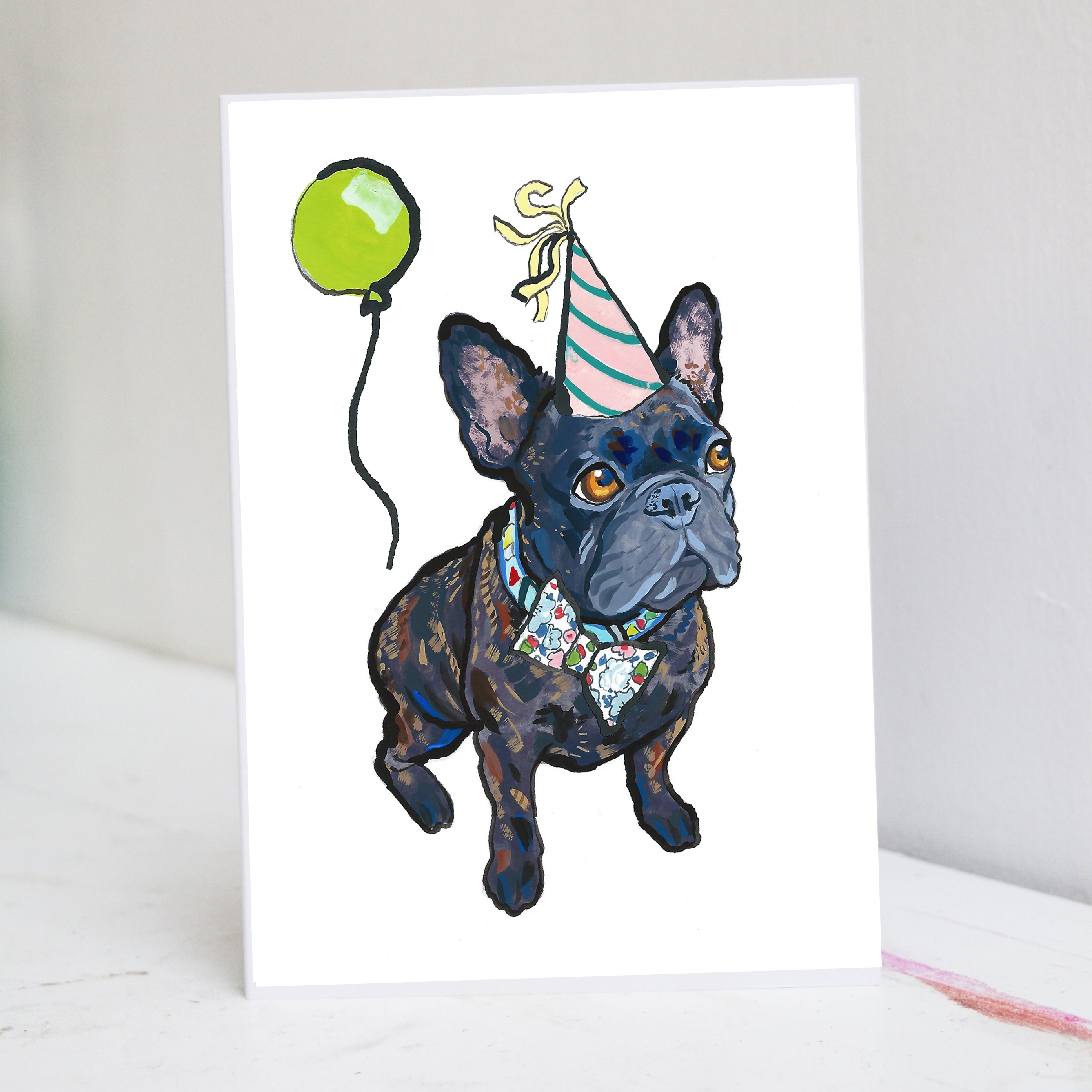Brindle French Bulldog Birthday Card