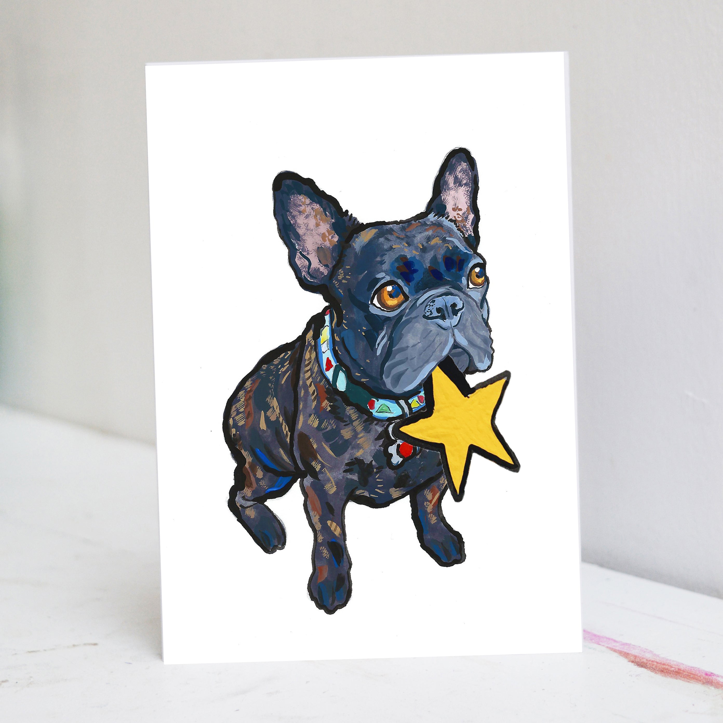 Star French Bulldog Christmas card