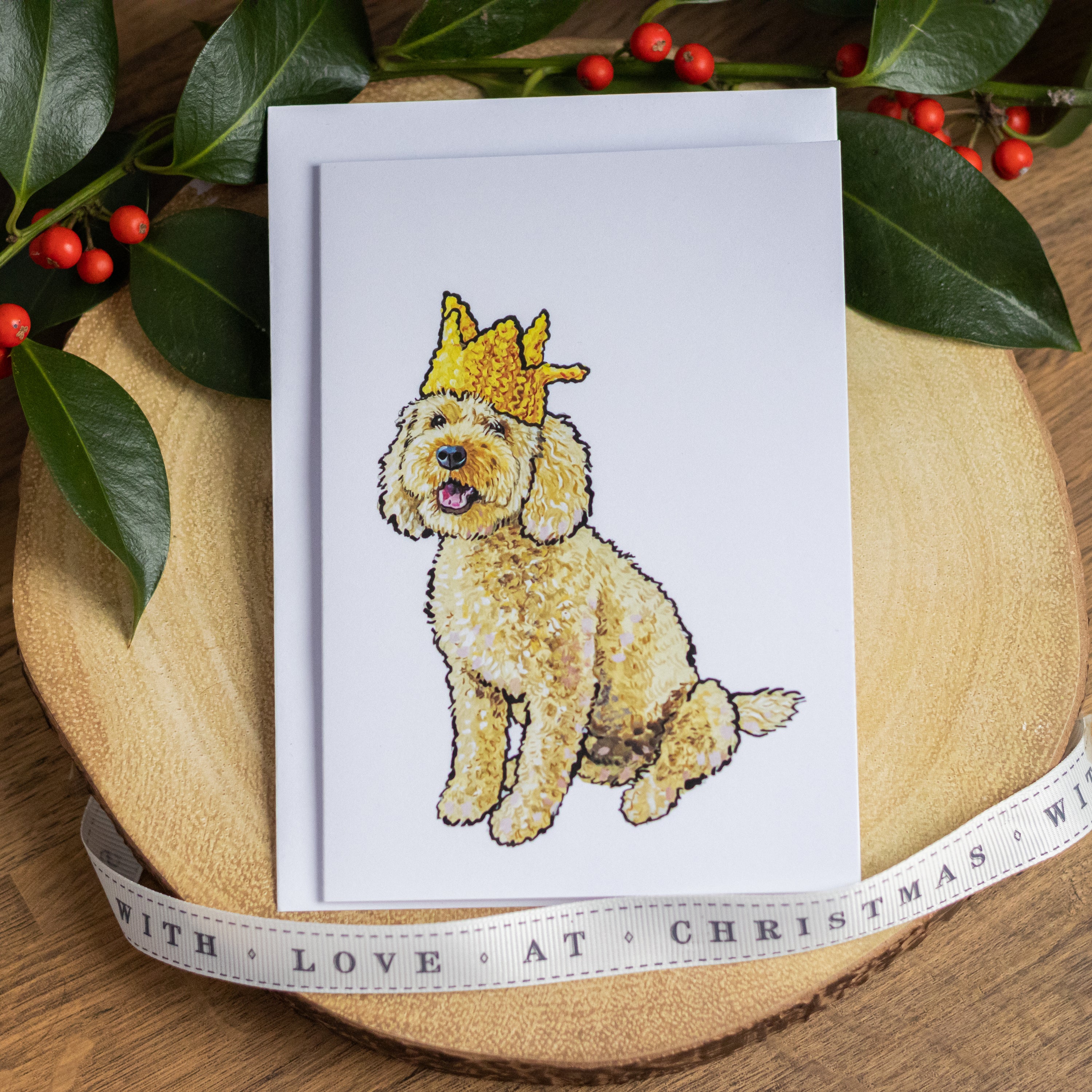 Crown Cockapoo Christmas Card