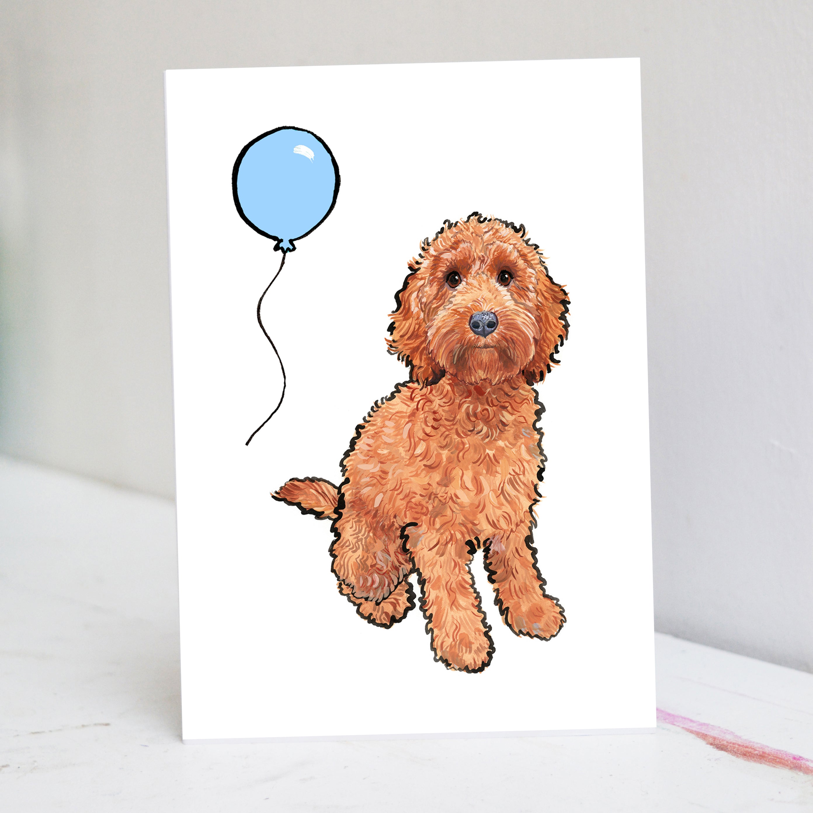 Red Cockapoo Birthday Card – Pet Portrait Illustration