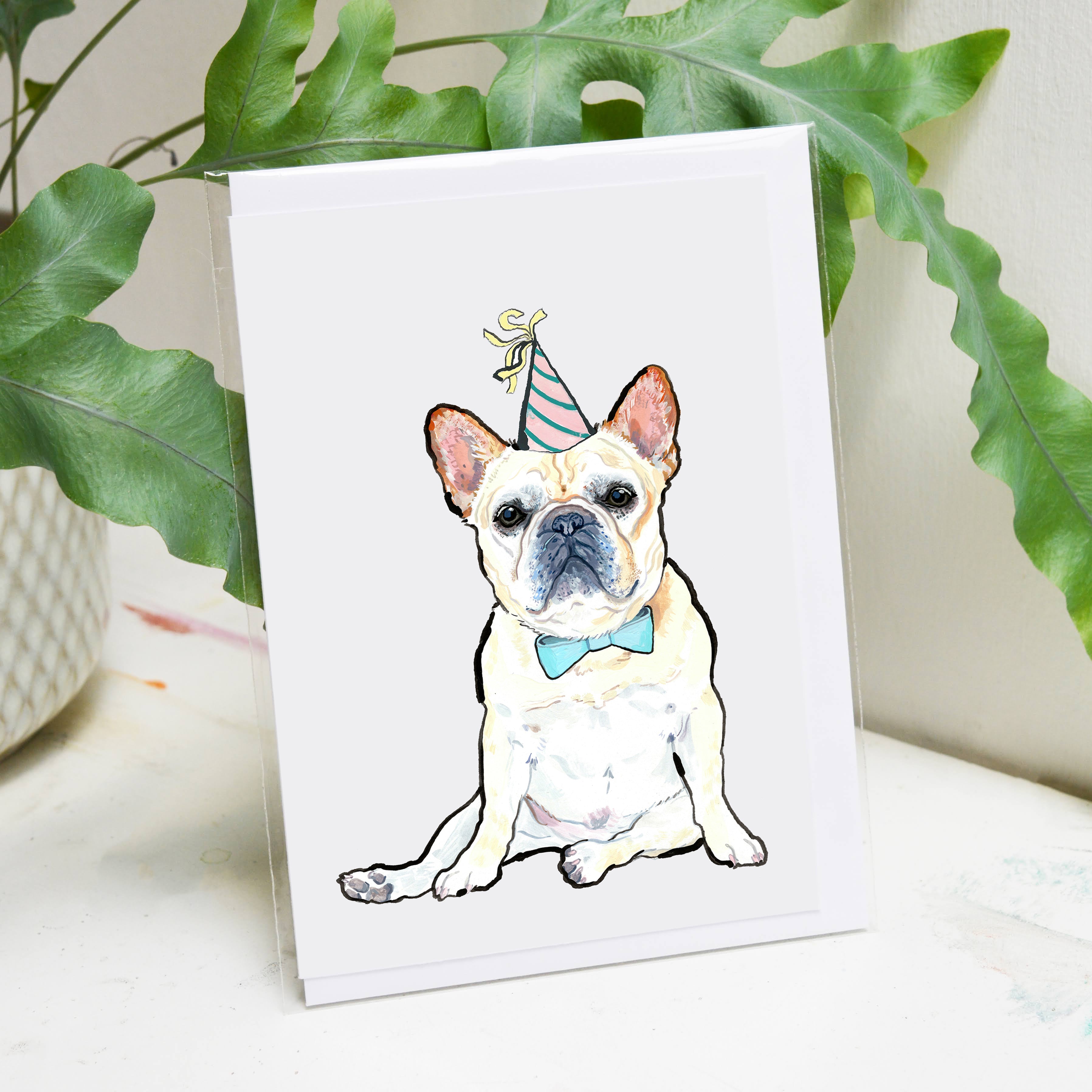 White French Bulldog Birthday Card