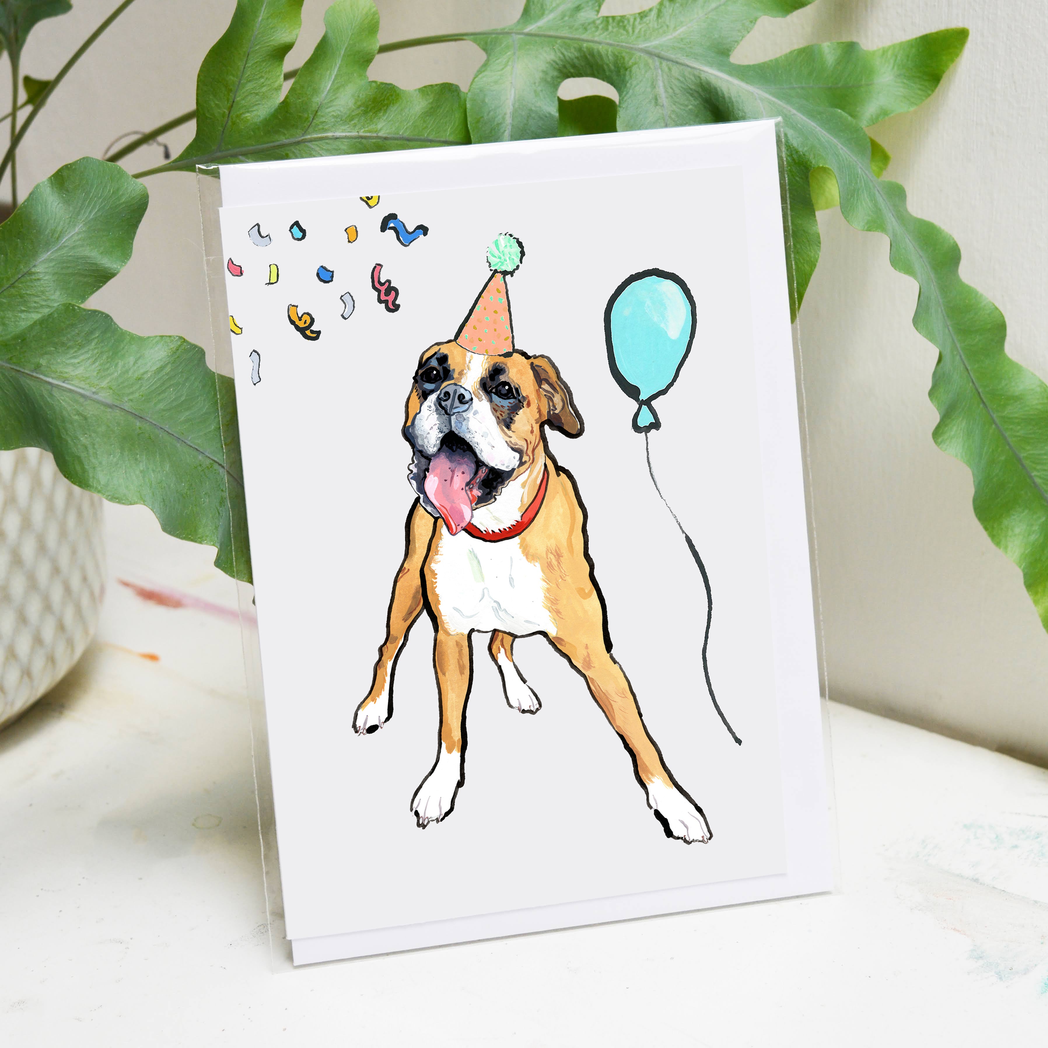 Boxer Dog Puppy Birthday Card
