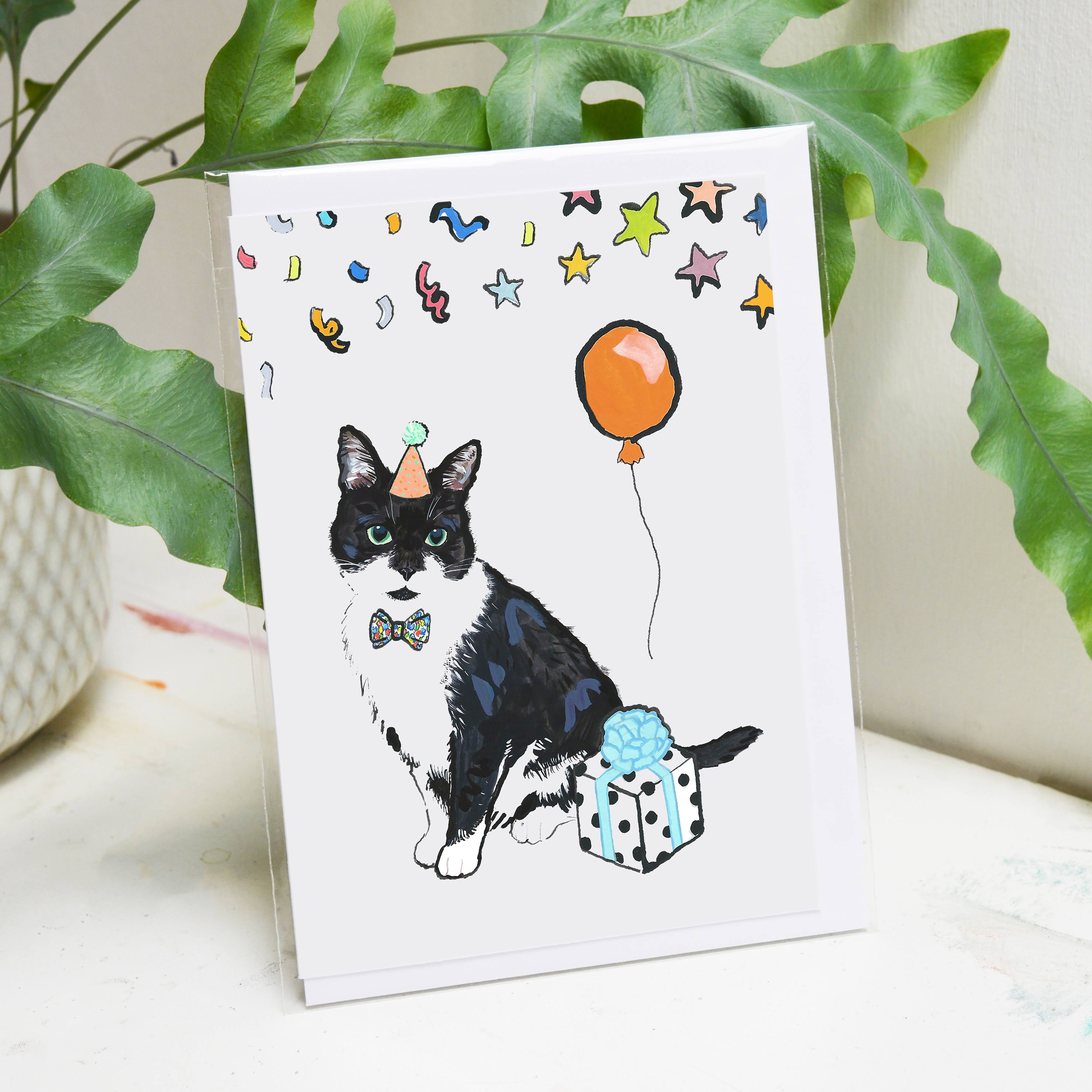 Tuxedo Cat Birthday Card