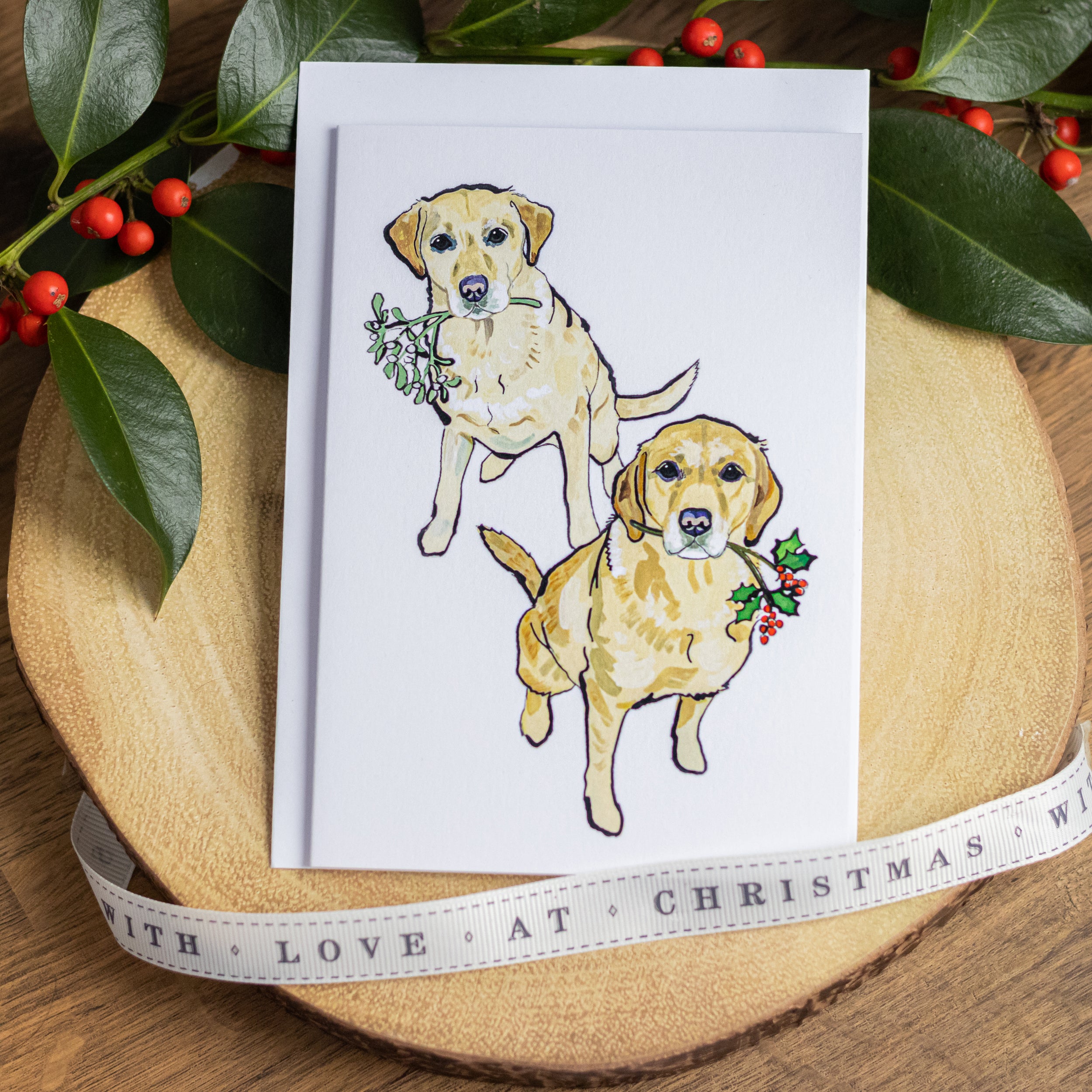 Yellow Labradors Christmas Card