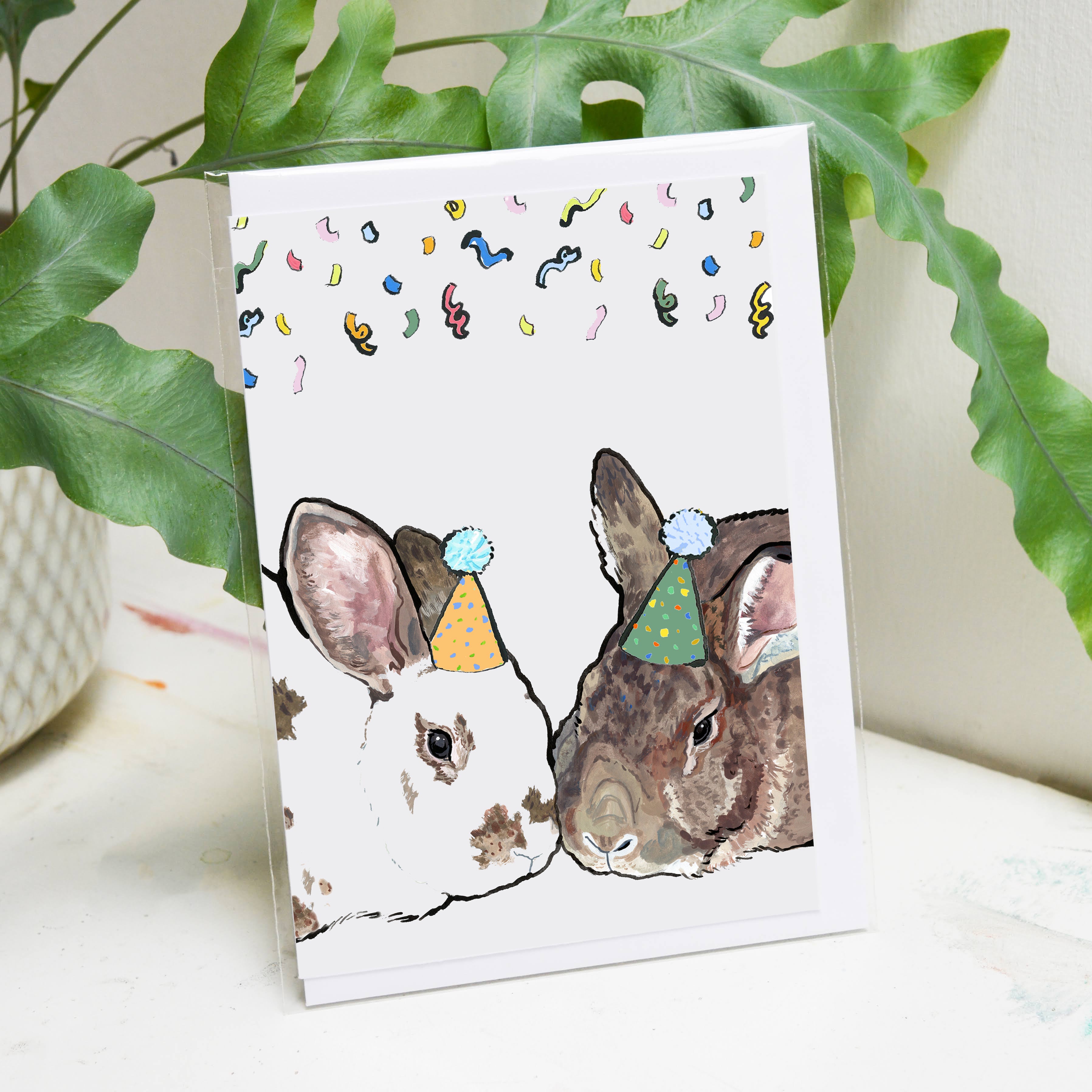 Party Bunny Rabbits Birthday Card