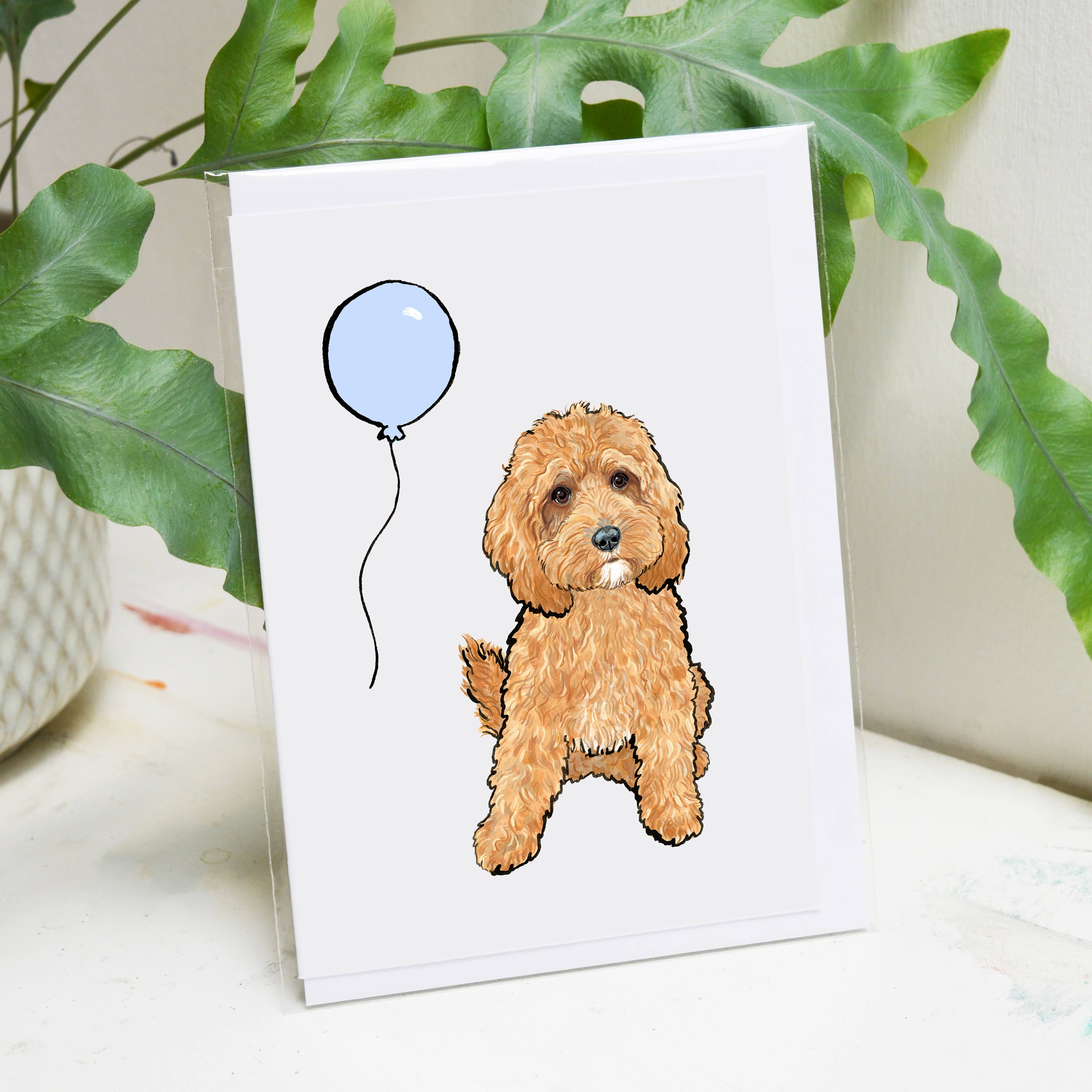 Ruby Cavapoo Birthday Card – Pet Portrait Illustration