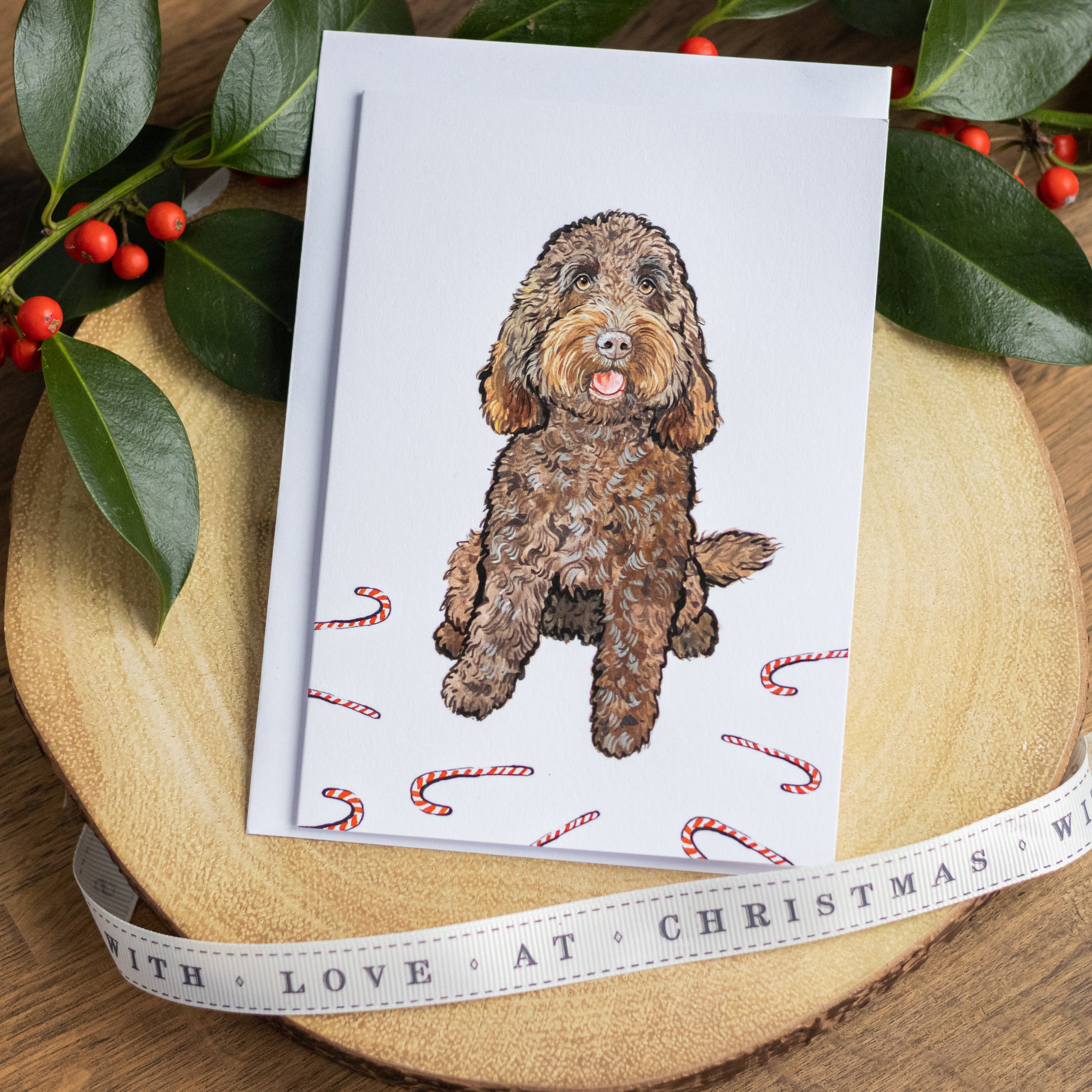 Chocolate Cockapoo Christmas Card