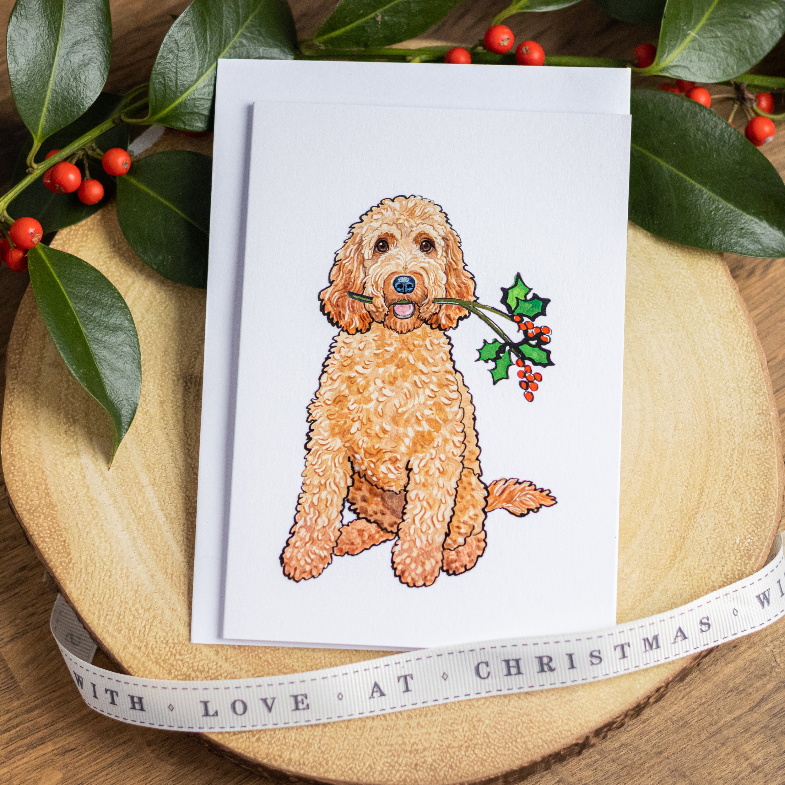 Ruby Red Cockapoo Christmas Card