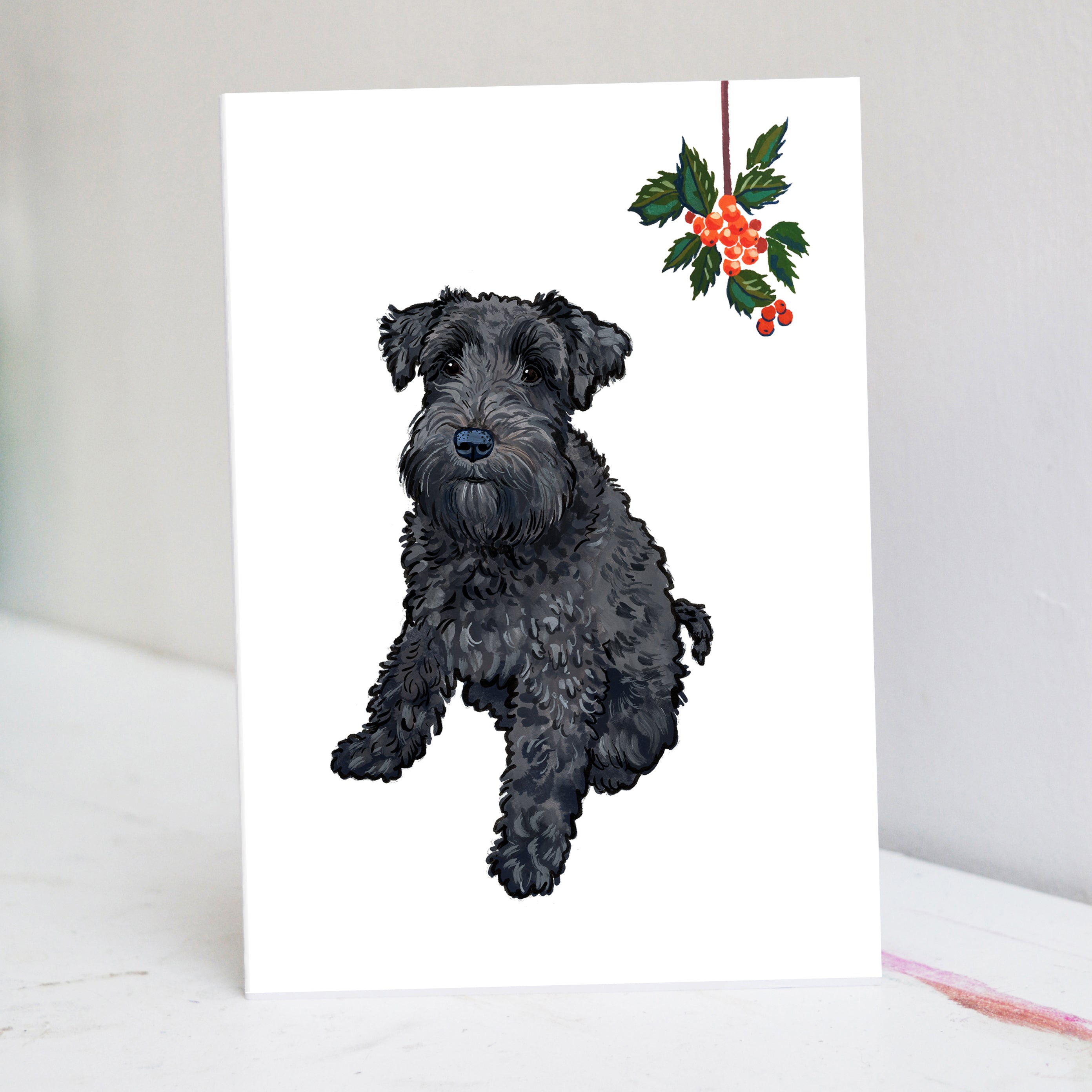 Black Mini Schnauzer Christmas Card