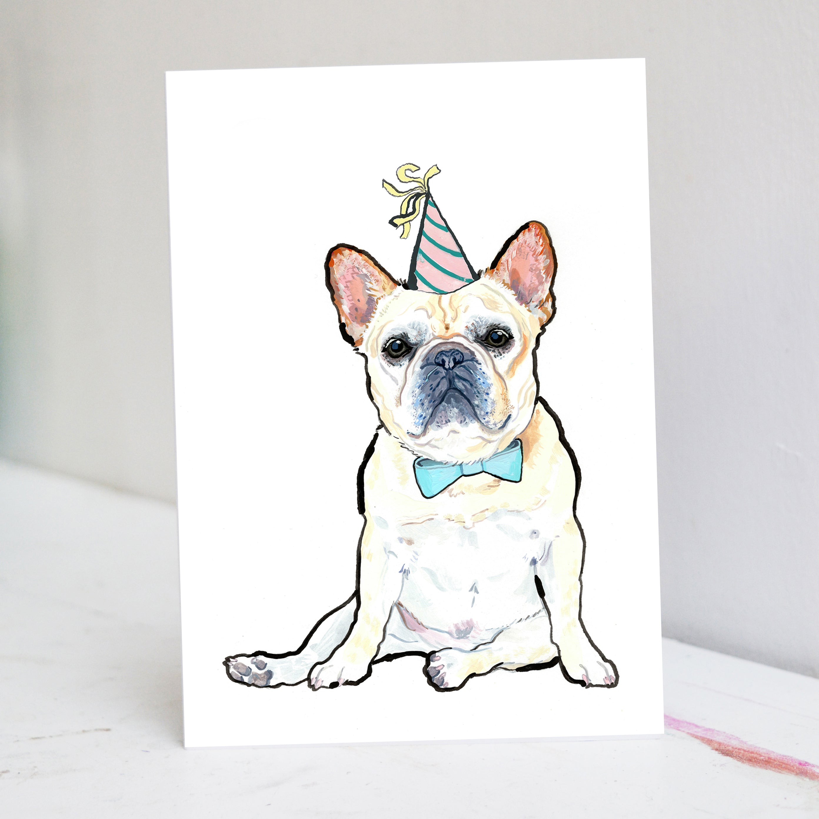 White French Bulldog Birthday Card