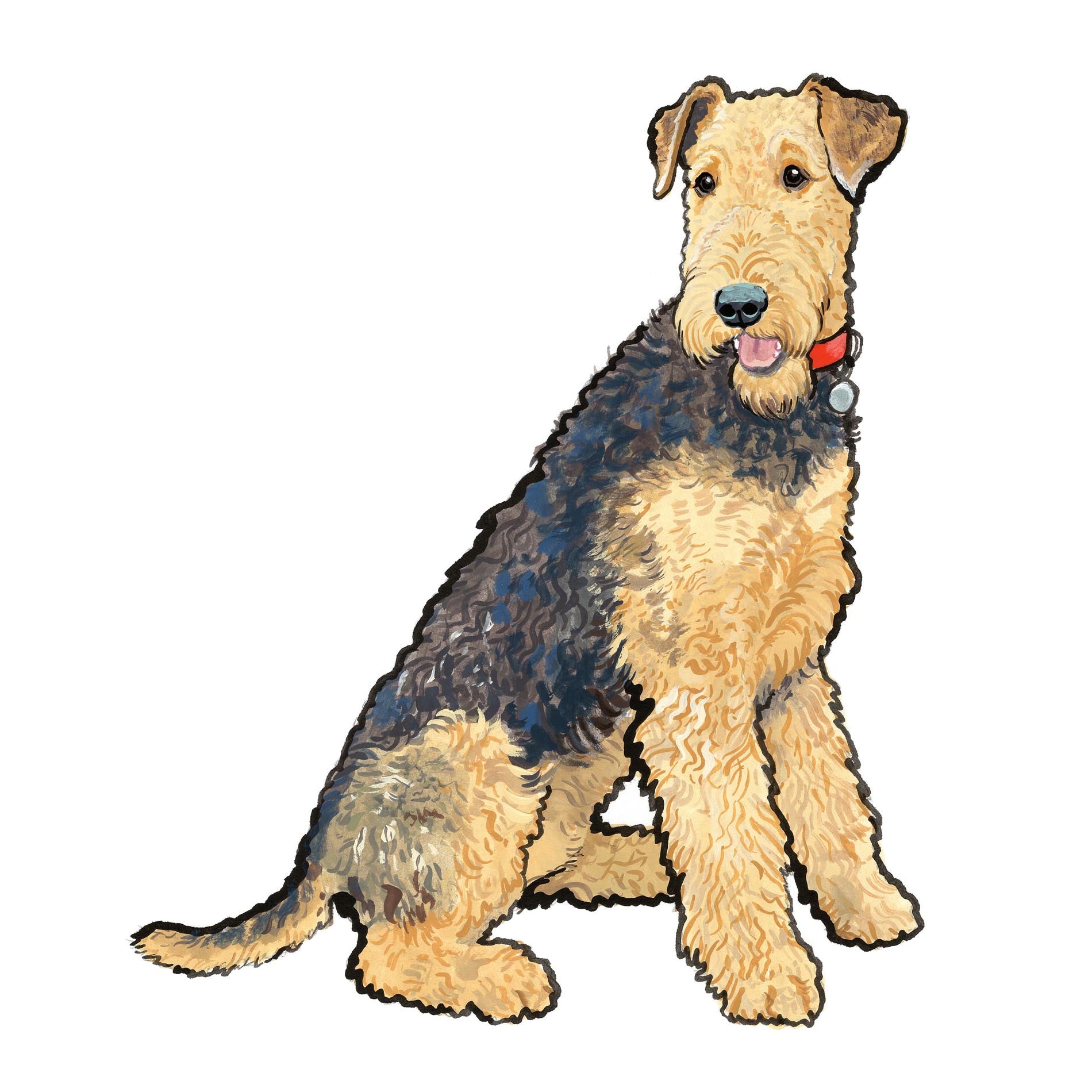airedale terrier pet portrait illustration