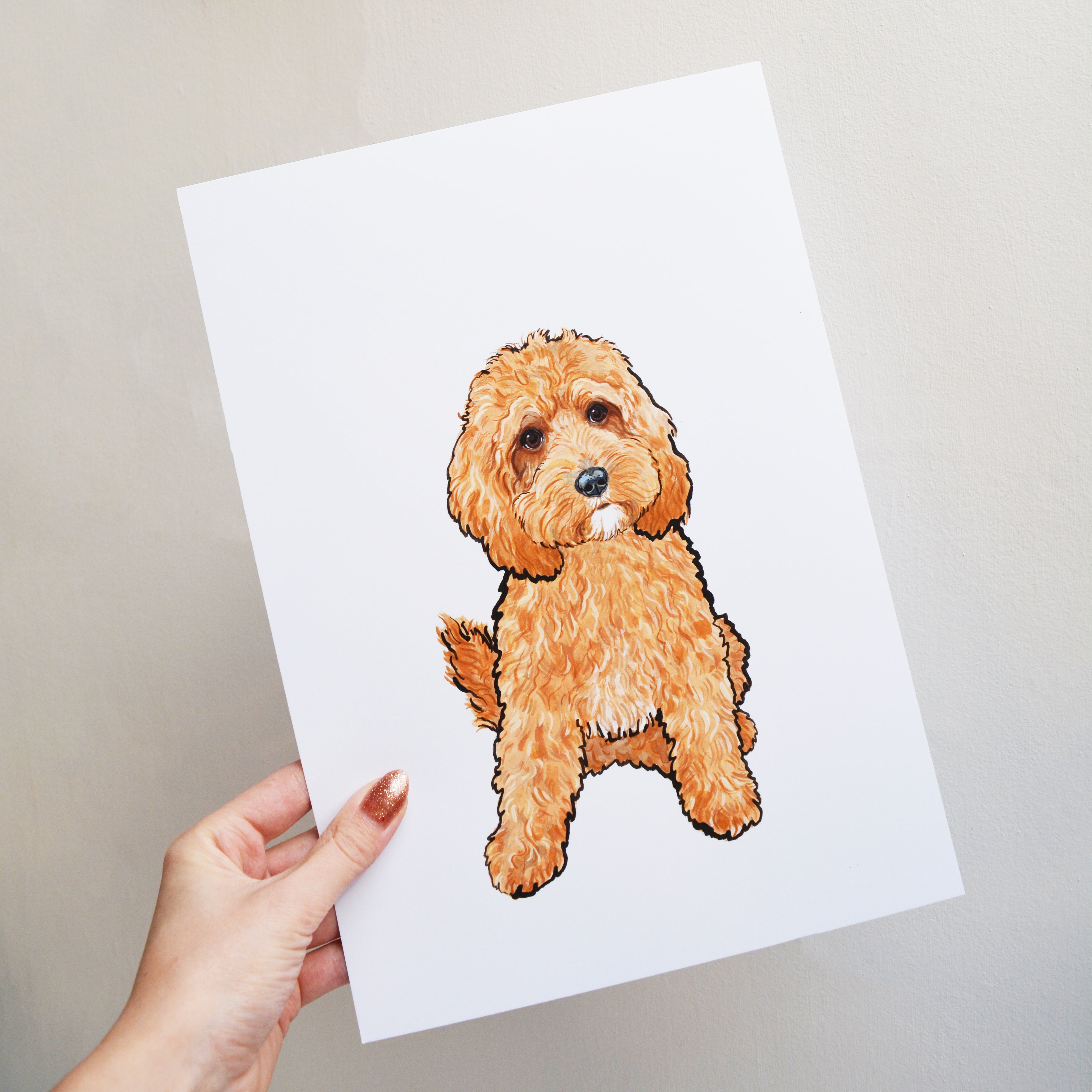 Ruby Cavapoo Print – Pet Portrait Illustration